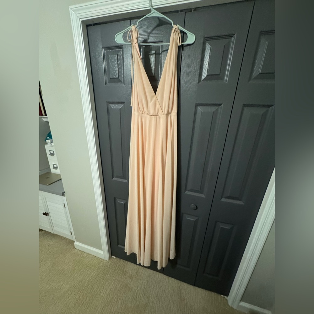 Blush colored formal maxi dress